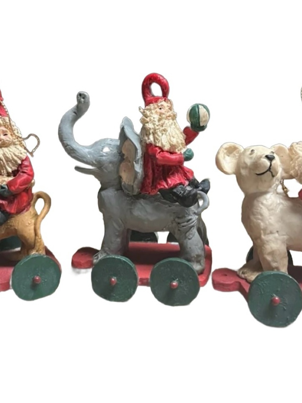 Silversti ~ 3 Piece ~ Multi-Colors ~ Wooden Train Christmas Ornaments